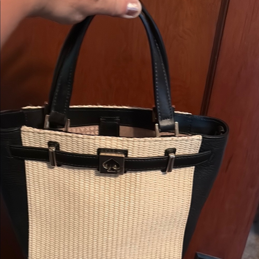 Kate Spade Black and Cream Woven Tote